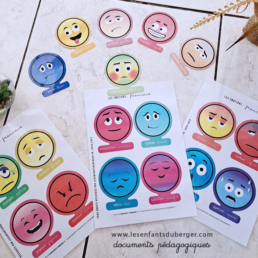 20 cartes émotions (FR) – émoticônes à imprimer